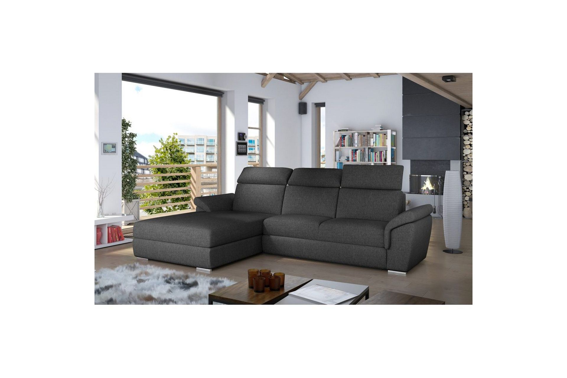 hörnsoffa eltap trevisco 272x216x100 cm - inari 96, mörkgrå, vänster