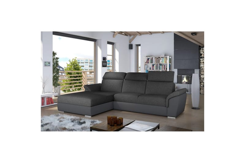 Hörnsoffa Eltap Trevisco 272x216x100 cm - Inari 96, Soft 29, Mörkgrå, Vänster - Möbler - Vardagsrum - Bäddsoffor