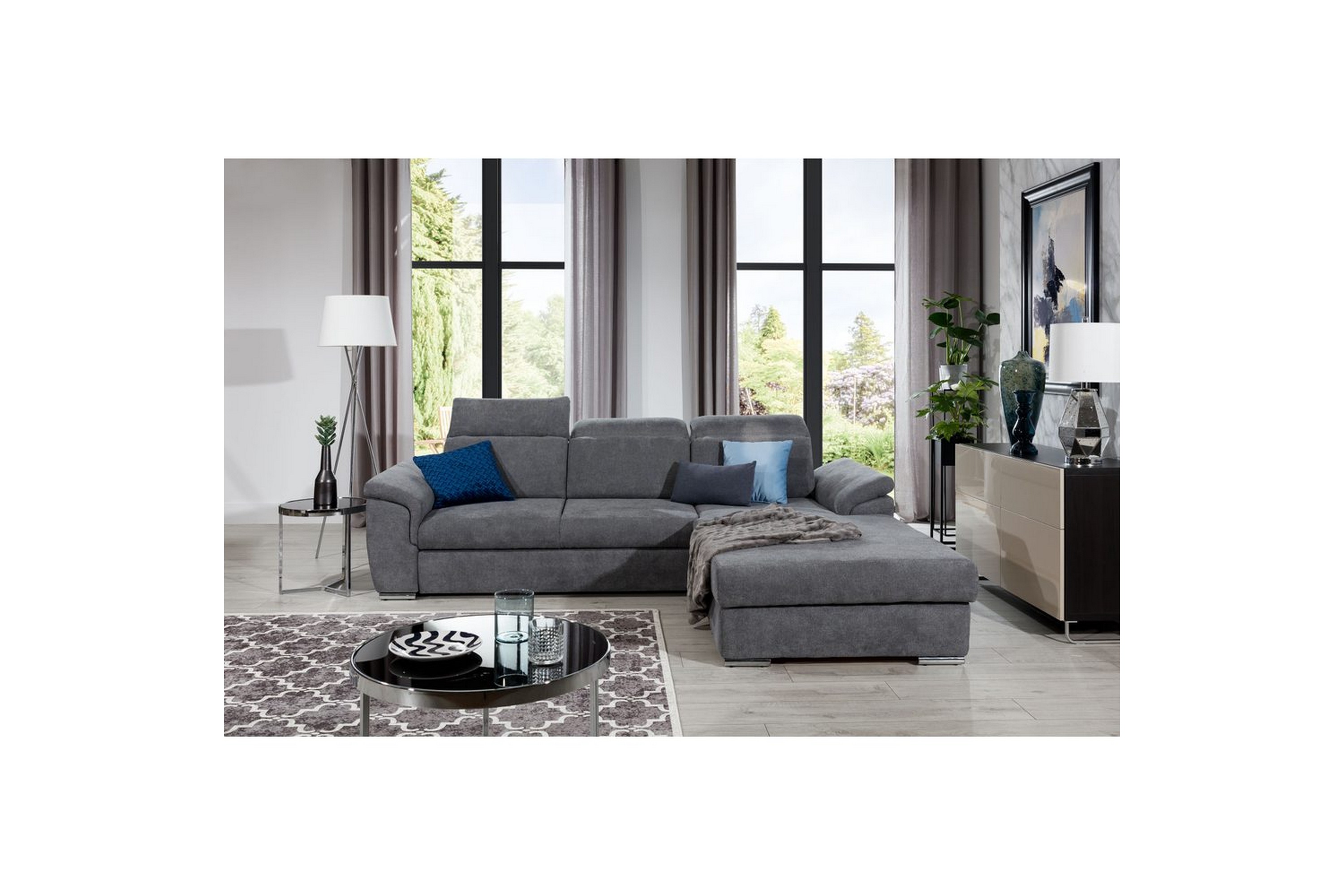 hörnsoffa eltap trevisco 272x216x100 cm - omega 13, grå, höger