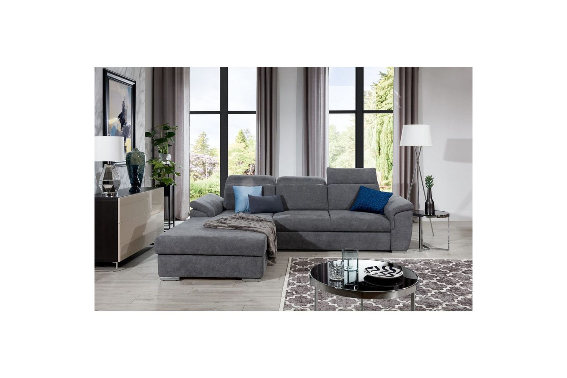 hörnsoffa eltap trevisco 272x216x100 cm - omega 13, grå, vänster