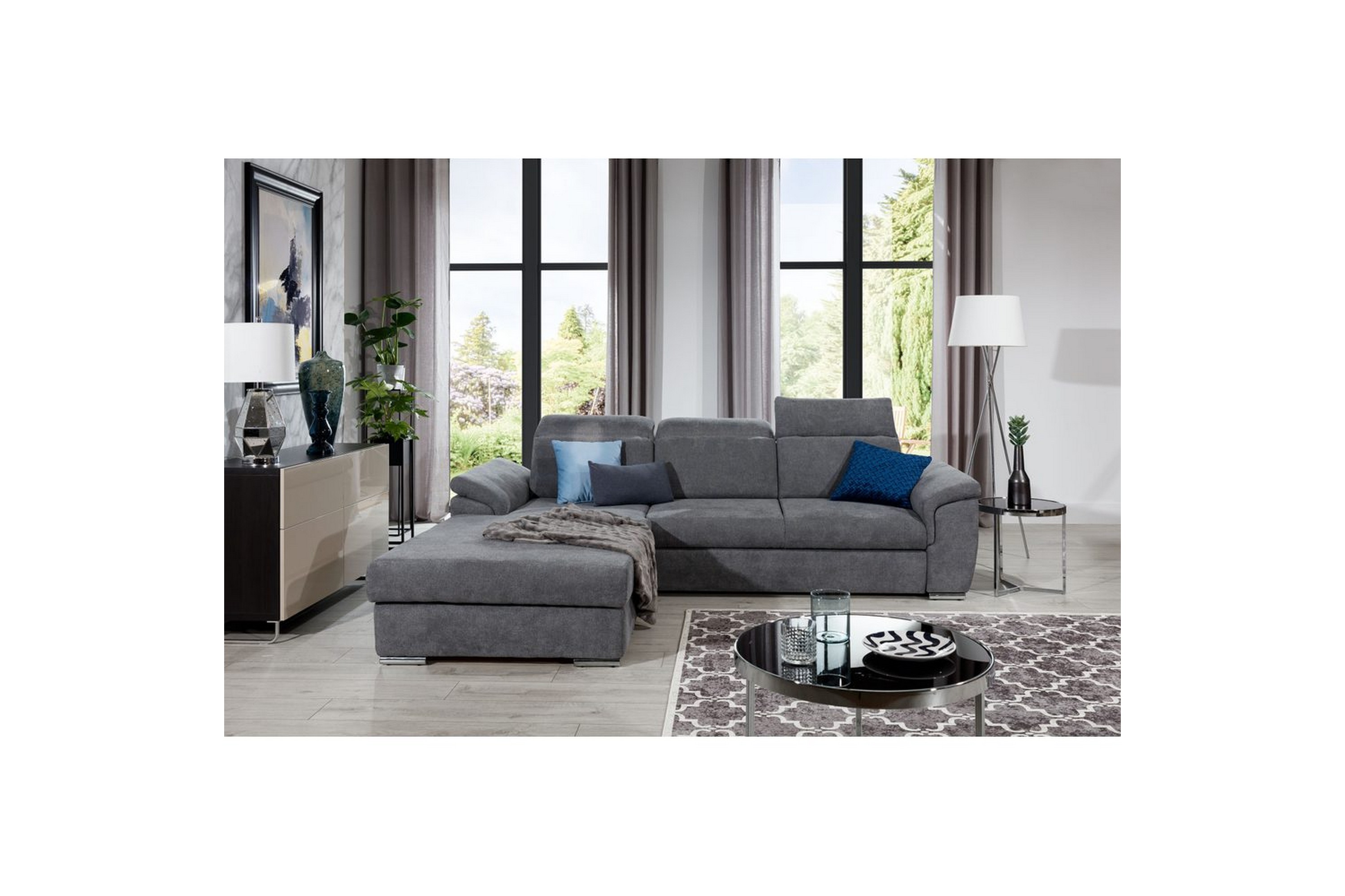 hörnsoffa eltap trevisco 272x216x100 cm - omega 13, grå, vänster