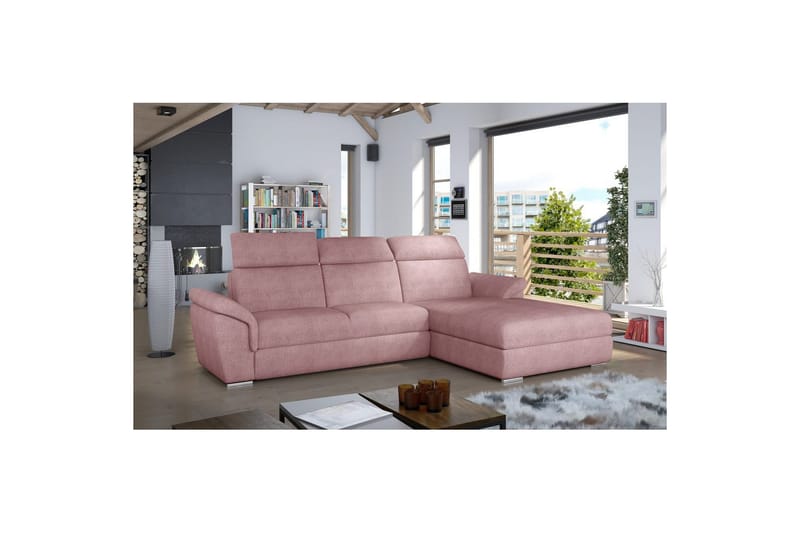 Hörnsoffa Eltap Trevisco 272x216x100 cm - Omega 91, Rosa, Höger - Möbler - Vardagsrum - Bäddsoffor