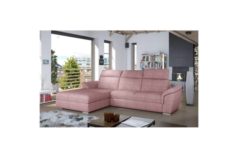 Hörnsoffa Eltap Trevisco 272x216x100 cm - Omega 91, Rosa, Vänster - Möbler - Vardagsrum - Bäddsoffor