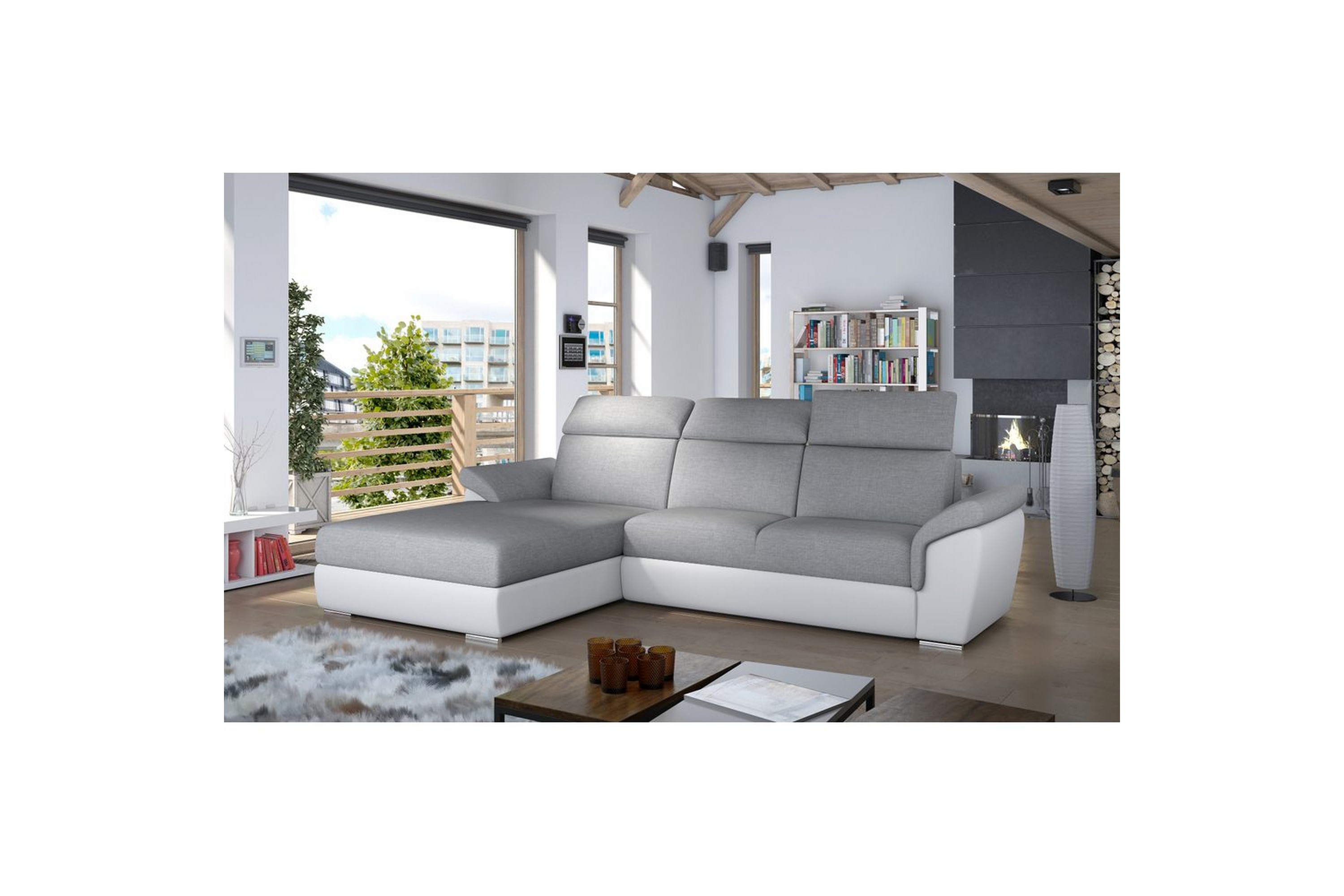 hörnsoffa eltap trevisco 272x216x100 cm - sawana 21, soft 17, grå, vänster