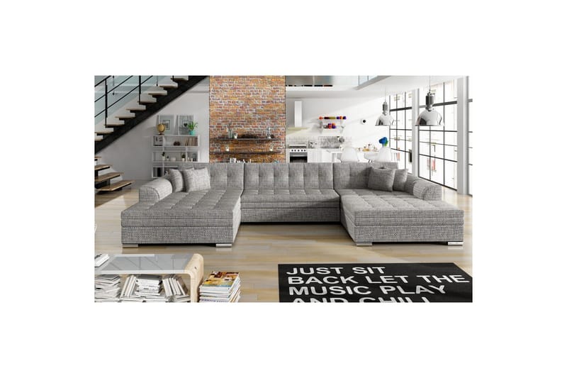 Hörnsoffa Eltap Vento 359x165x78 cm - Berlin 01, Grå, Symmetrisk - Möbler - Vardagsrum - Bäddsoffor - U bäddsoffa