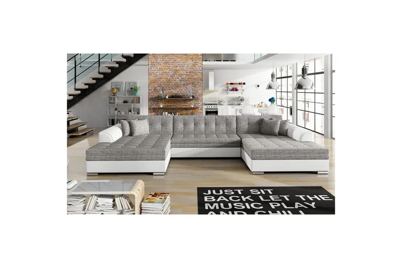 Hörnsoffa Eltap Vento 359x165x78 cm, Berlin 01, Soft 17, Grå, Symmetrisk