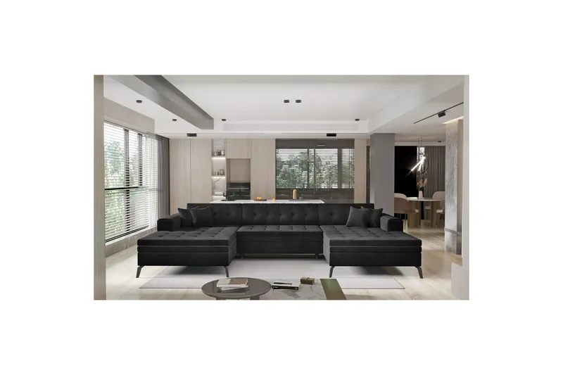 Hörnsoffa Eltap Vertizo 350x170x93 cm - Lukso 10, Svart, Symmetrisk - Möbler - Vardagsrum - Bäddsoffor - U bäddsoffa