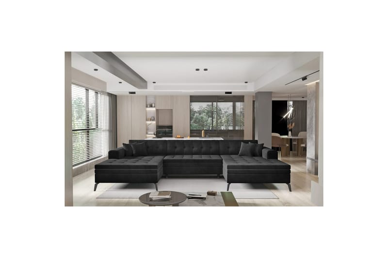 Hörnsoffa Eltap Vertizo 350x170x93 cm - Lukso 10, Svart, Symmetrisk - Möbler - Vardagsrum - Bäddsoffor - U bäddsoffa
