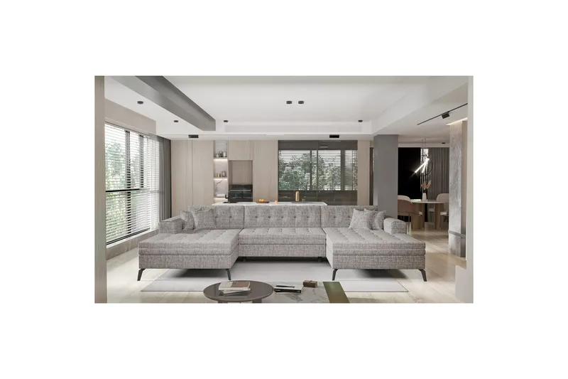 Hörnsoffa Eltap Vertizo 350x170x93 cm - Marte 130, Grå, Symmetrisk - Möbler - Vardagsrum - Bäddsoffor - U bäddsoffa