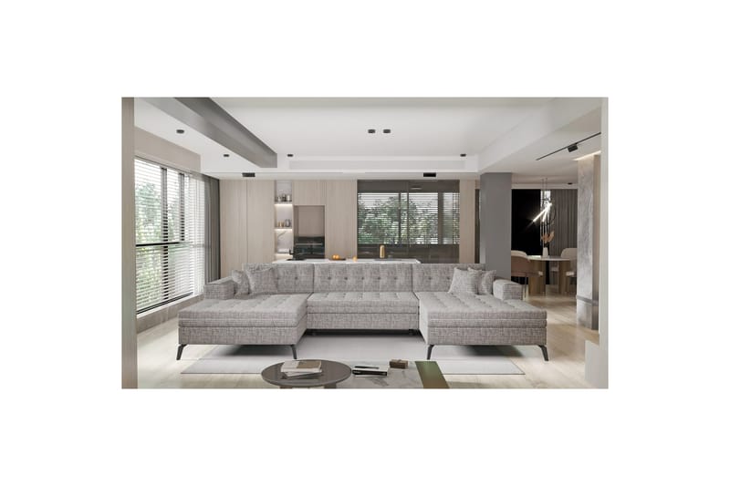 Hörnsoffa Eltap Vertizo 350x170x93 cm - Marte 130, Grå, Symmetrisk - Möbler - Vardagsrum - Bäddsoffor - U bäddsoffa