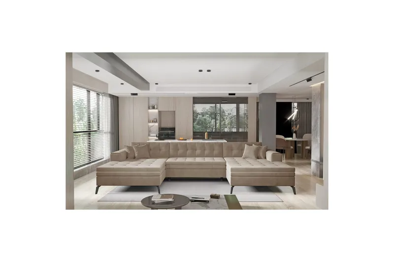 Hörnsoffa Eltap Vertizo 350x170x93 cm - Nube 20, Beige, Symmetrisk - Möbler - Vardagsrum - Bäddsoffor - U bäddsoffa