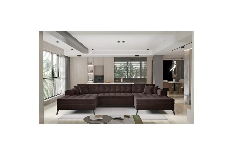 Hörnsoffa Eltap Vertizo 350x170x93 cm - Nube 22, Mörkbrun, Symmetrisk - Möbler - Vardagsrum - Bäddsoffor - U bäddsoffa