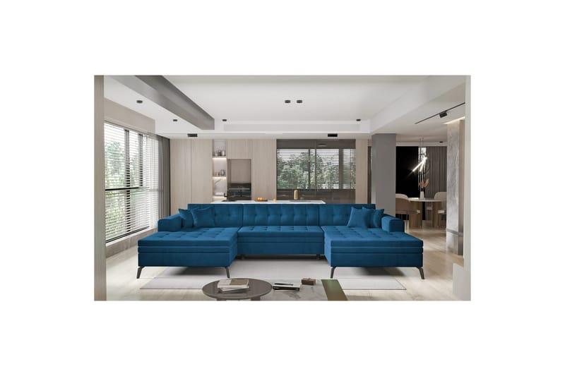 Hörnsoffa Eltap Vertizo 350x170x93 cm - Nube 40, Mörkblå, Symmetrisk - Möbler - Vardagsrum - Bäddsoffor - U bäddsoffa