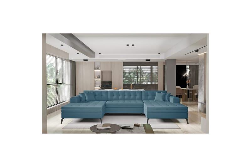 Hörnsoffa Eltap Vertizo 350x170x93 cm - Savoi 38, Blå, Symmetrisk - Möbler - Vardagsrum - Bäddsoffor - U bäddsoffa