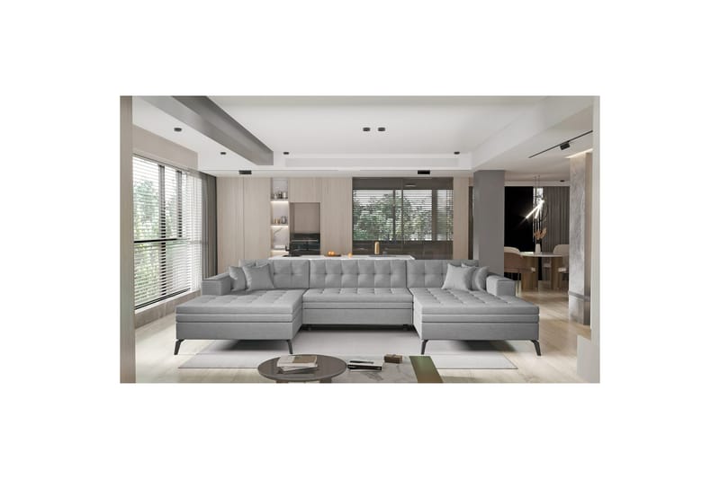 Hörnsoffa Eltap Vertizo 350x170x93 cm - Tipa 3, Grå, Symmetrisk - Möbler - Vardagsrum - Bäddsoffor - U bäddsoffa