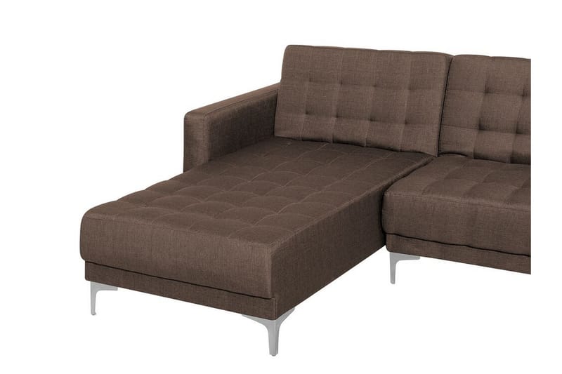 Hörnsoffa H med sovfunktion+ fotpall ABERDEEN - Brun - Möbler - Vardagsrum - Bäddsoffor - Hörnbäddsoffa
