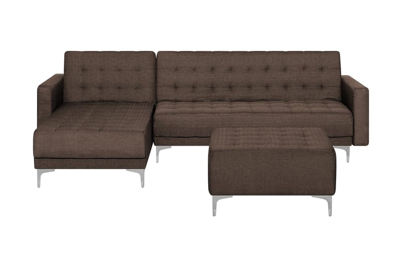 Hörnsoffa H med sovfunktion+ fotpall ABERDEEN - Brun - Möbler - Vardagsrum - Bäddsoffor - Hörnbäddsoffa