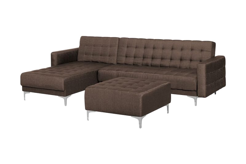 Hörnsoffa H med sovfunktion+ fotpall ABERDEEN - Brun - Möbler - Vardagsrum - Bäddsoffor - Hörnbäddsoffa