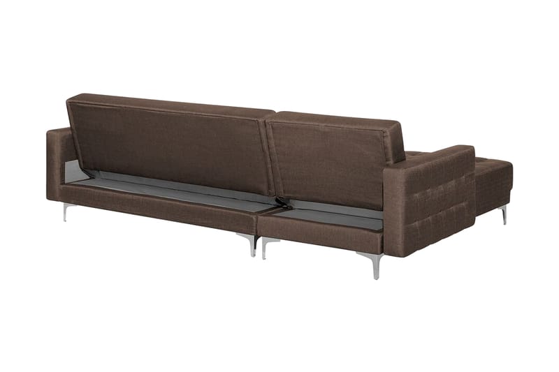 Hörnsoffa H med sovfunktion+ fotpall ABERDEEN - Brun - Möbler - Vardagsrum - Bäddsoffor - Hörnbäddsoffa