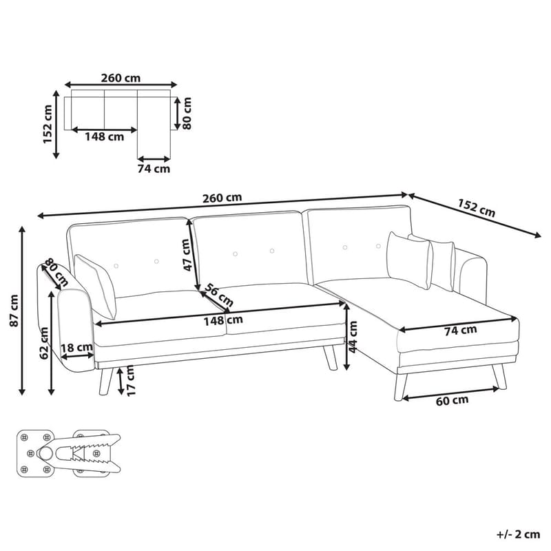 Hörnsoffa Kaarina - Grå, brun - Möbler - Vardagsrum - Bäddsoffor - Hörnbäddsoffa