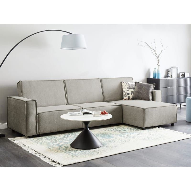 Hörnsoffa Romedal II - Beige, svart/Vänstervänd - Möbler - Vardagsrum - Bäddsoffor - Hörnbäddsoffa