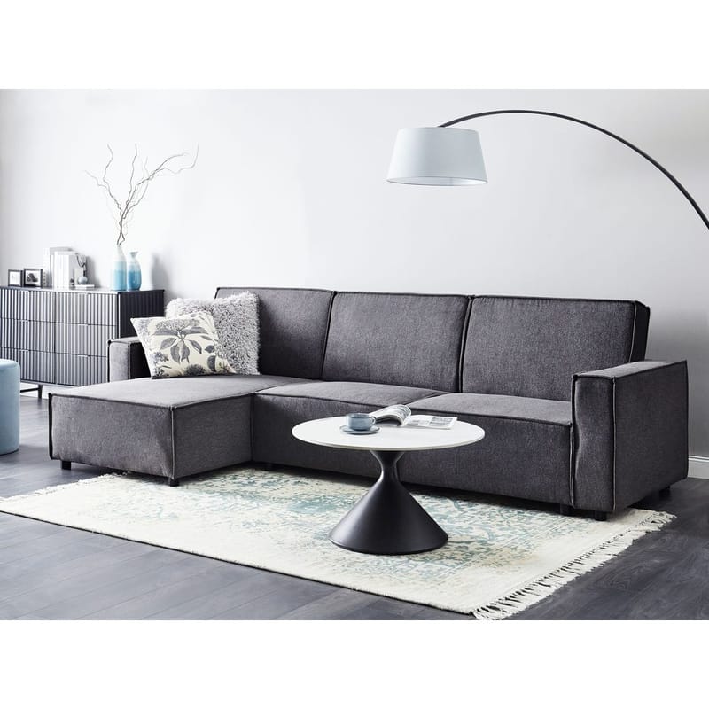 Hörnsoffa Romedal II - Grå, svart/Högervänd - Möbler - Vardagsrum - Bäddsoffor - Hörnbäddsoffa