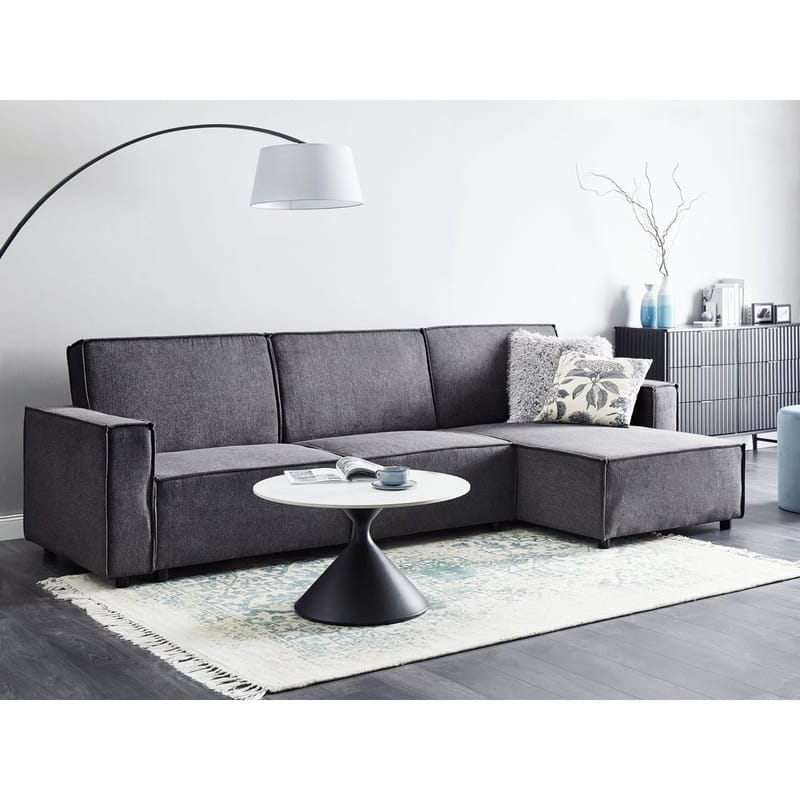 Hörnsoffa Romedal II - Grå, svart/Vänstervänd - Möbler - Vardagsrum - Bäddsoffor - Hörnbäddsoffa