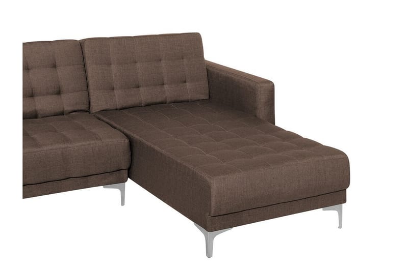 Hörnsoffa V med sovfunktion+ fotpall ABERDEEN - Brun - Möbler - Vardagsrum - Bäddsoffor - Hörnbäddsoffa