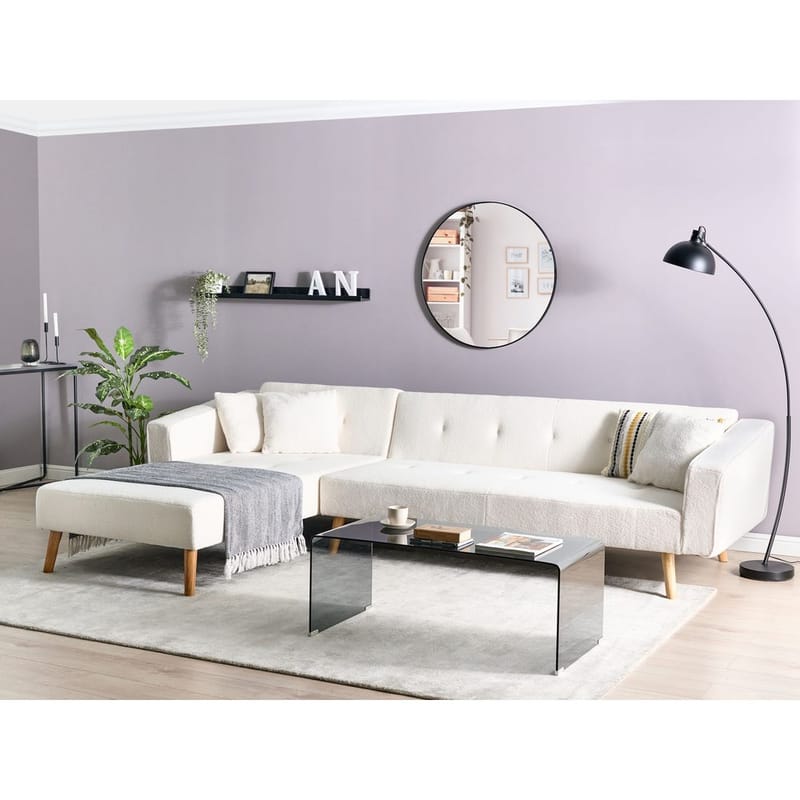 Hörnsoffa Vadso - Vit, ljust trä/Högervänd - Möbler - Vardagsrum - Bäddsoffor - Hörnbäddsoffa