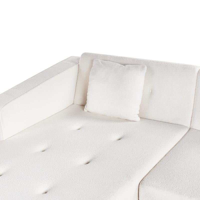 Hörnsoffa Vadso - Vit, ljust trä/Högervänd - Möbler - Vardagsrum - Bäddsoffor - Hörnbäddsoffa