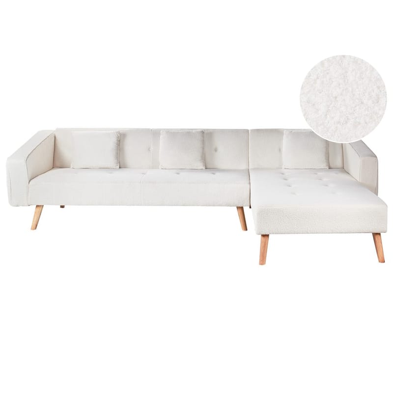 Hörnsoffa Vadso, Vit, ljust trä/Vänstervänd