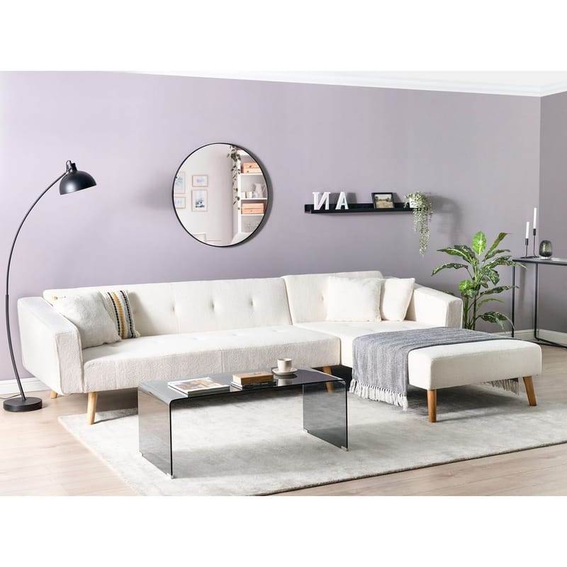 Hörnsoffa Vadso - Vit, ljust trä/Vänstervänd - Möbler - Vardagsrum - Bäddsoffor - Hörnbäddsoffa