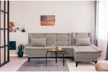 Hunterville 4-sits Höger L-formad Längsbäddad Bäddsoffa 107x225 cm i Tyg - Beige - Möbler - Vardagsrum - Bäddsoffor