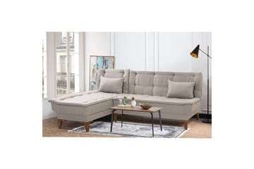 Hunterville 4-sits Vänster L-formad Längsbäddad Bäddsoffa 107x225 cm i Tyg - Beige - Möbler - Vardagsrum - Bäddsoffor