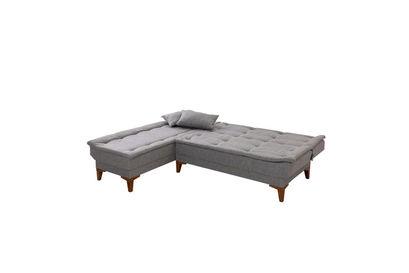 Hunterville 4-sits Vänster L-formad Längsbäddad Bäddsoffa 107x225 cm i Tyg - Grå - Möbler - Vardagsrum - Bäddsoffor