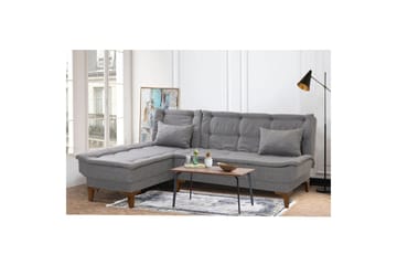 Hunterville 4-sits Vänster L-formad Längsbäddad Bäddsoffa 107x225 cm i Tyg - Grå - Möbler - Vardagsrum - Bäddsoffor