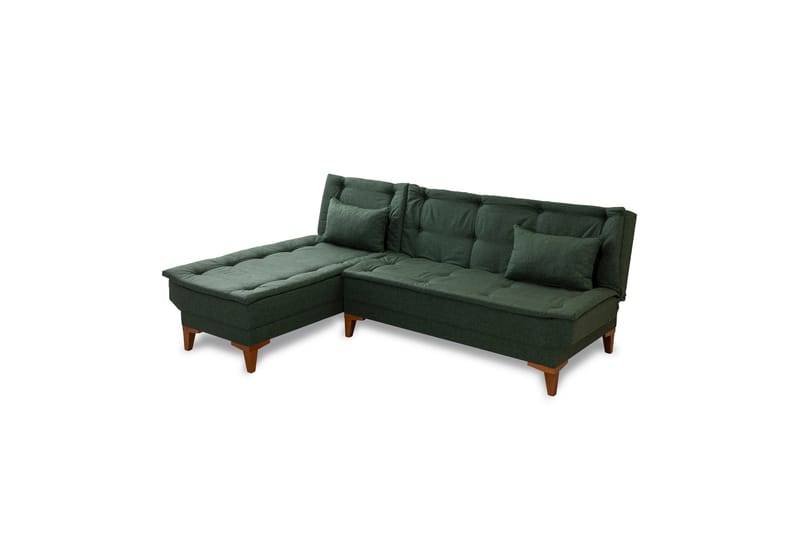 Hunterville 4-sits Vänster L-formad Längsbäddad Bäddsoffa 107x225 cm i Tyg, Grön