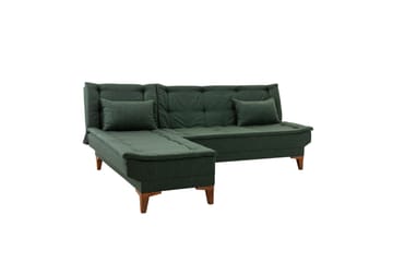Hunterville 4-sits Vänster L-formad Längsbäddad Bäddsoffa 107x225 cm i Tyg - Grön - Möbler - Vardagsrum - Bäddsoffor