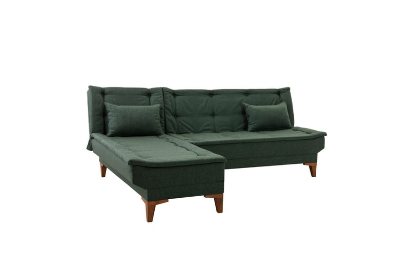 Hunterville 4-sits Vänster L-formad Längsbäddad Bäddsoffa 107x225 cm i Tyg - Grön - Möbler - Vardagsrum - Bäddsoffor