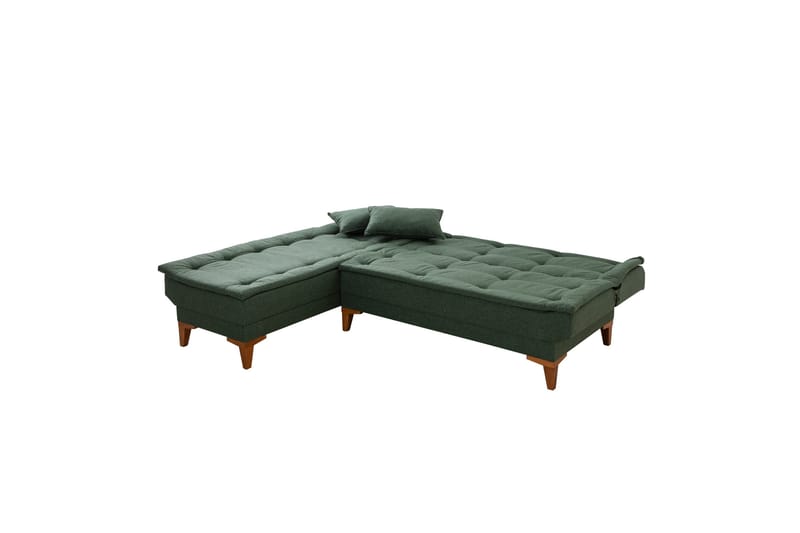 Hunterville 4-sits Vänster L-formad Längsbäddad Bäddsoffa 107x225 cm i Tyg - Grön - Möbler - Vardagsrum - Bäddsoffor