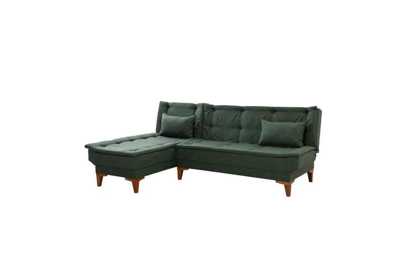 Hunterville 4-sits Vänster L-formad Längsbäddad Bäddsoffa 107x225 cm i Tyg - Grön - Möbler - Vardagsrum - Bäddsoffor