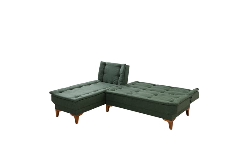 Hunterville 4-sits Vänster L-formad Längsbäddad Bäddsoffa 107x225 cm i Tyg - Grön - Möbler - Vardagsrum - Bäddsoffor