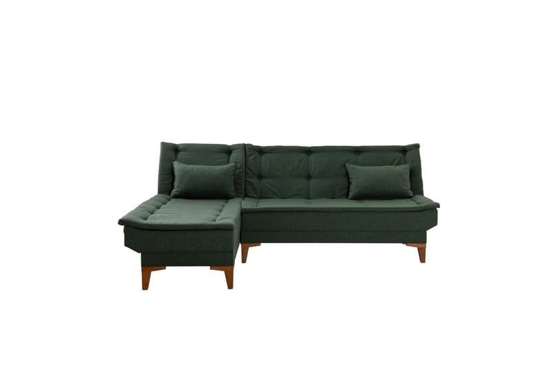 Hunterville 4-sits Vänster L-formad Längsbäddad Bäddsoffa 107x225 cm i Tyg - Grön - Möbler - Vardagsrum - Bäddsoffor