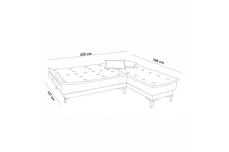 Hunterville Bäddsoffa m. Divan 4-sits 107x205 - Antracit - Möbler - Vardagsrum - Bäddsoffor