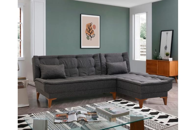 Hunterville Bäddsoffa m. Divan 4-sits 107x205 - Antracit - Möbler - Vardagsrum - Bäddsoffor
