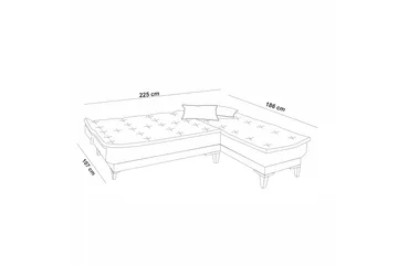 Hunterville Bäddsoffa m. Divan 4-sits 107x205 - Cream - Möbler - Vardagsrum - Bäddsoffor