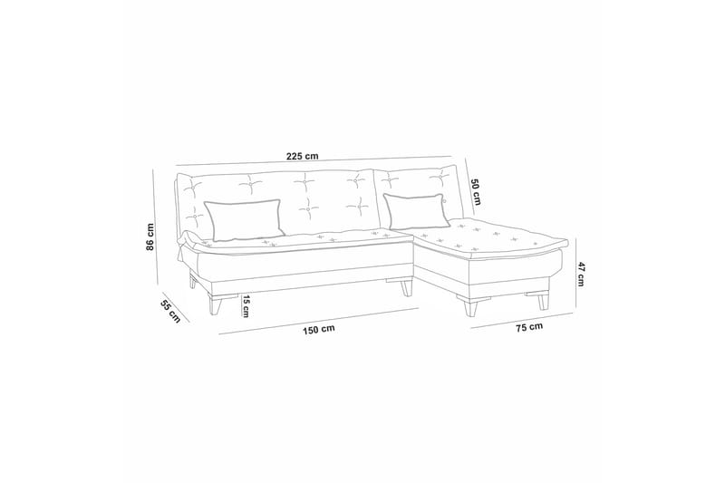 Hunterville Bäddsoffa m. Divan 4-sits 107x205 - Cream - Möbler - Vardagsrum - Bäddsoffor