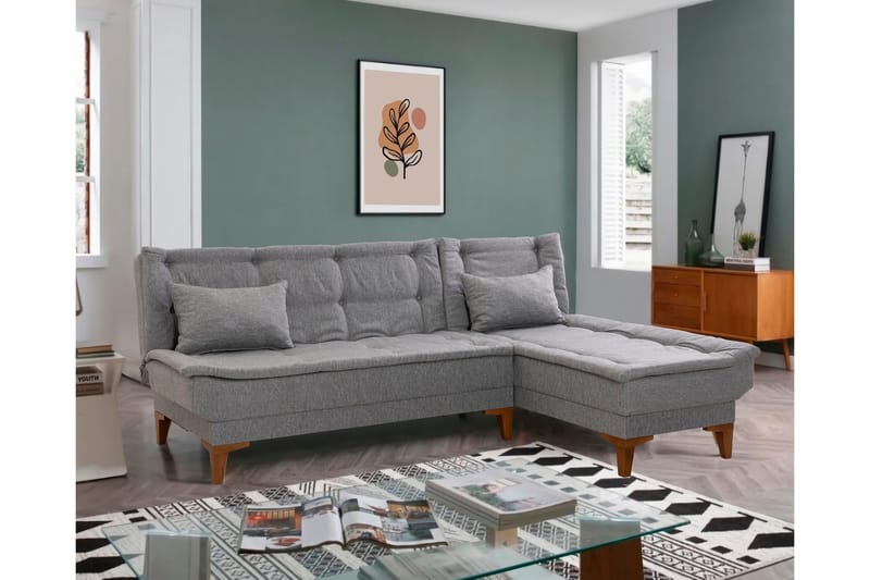 Hunterville Bäddsoffa m. Divan 4-sits 107x205 - Grå - Möbler - Vardagsrum - Bäddsoffor