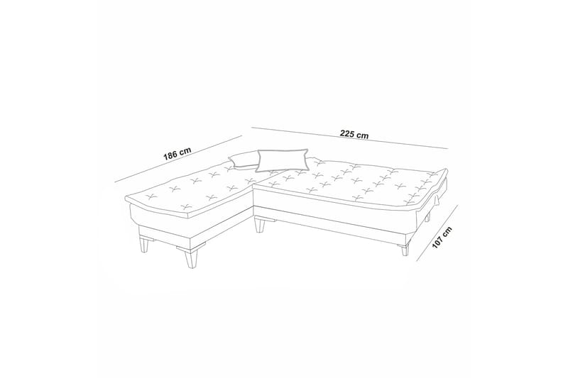 Hunterville Bäddsoffa m. Divan 4-sits - Antracit - Möbler - Vardagsrum - Bäddsoffor