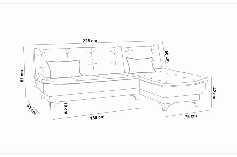 Hunterville Bäddsoffa m. Divan 4-sits - Beige - Möbler - Vardagsrum - Bäddsoffor
